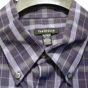 Van Heusen SS XL Dark Purple Gray White.